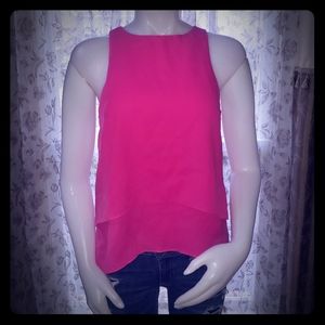 Hot pink draped Blush Noir sleeveless shirt